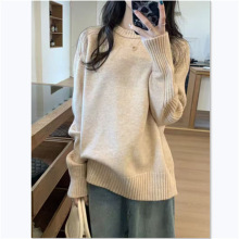 韩系圆领简约套头毛衣女秋冬新款宽松学院风休闲百搭针织衫上衣潮
