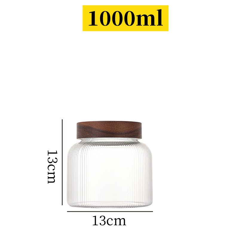 botella de embalaje de cáscara de naranja de gran capacidad alta borosilicato tanque de almacenamiento de vidrio sellado granos gruesos frutas secas jarro de té tapa de madera acacia