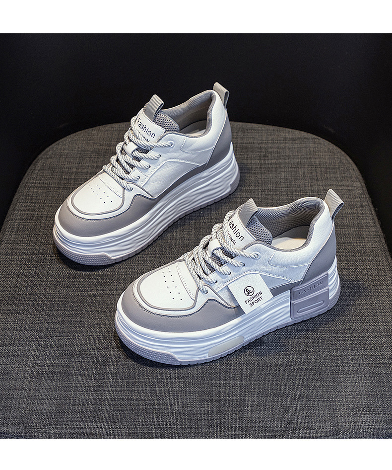 2025 Spring New Style Height-Increasing White Single Shoes Full Leather Thick Sole Casual Fashion Versatile Women's_vogvips.com
