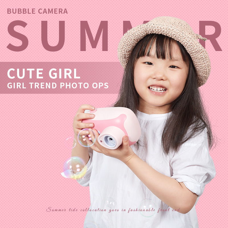 New Small Pig Bubble Camera Girl Heart Children's Electric Toy with Lights and Music Baby Cute Bubble Camera