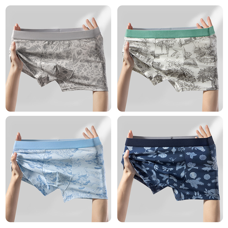Fuente de fábrica de pantalones íntimas de hombre algodón antibacteriano 7A entrepierna de seda algodón cómodo transpirable de cintura media de hombre pantalones planos