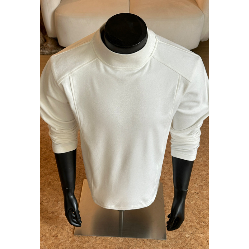 Half-high Collar Double-sided Thermal Long-sleeve T-shirt For Men, Autumn And Winter American-style Cleanfit Base Layer_voghion.com