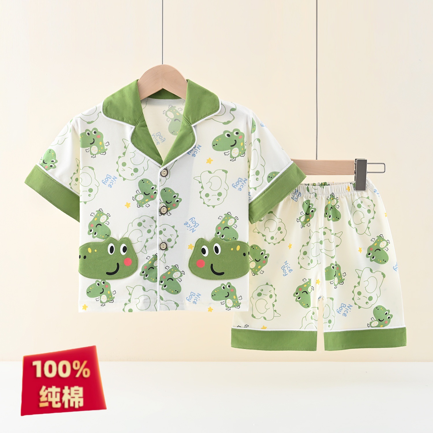 100%纯棉夏款时尚宝宝小童夏季睡衣套薄款睡衣短袖短裤儿童家居服