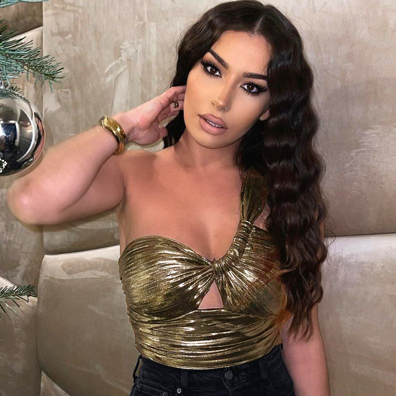 84g Weight Polyester Fabric Type Short Top Length Vest Tops Type Nightclub Occasion Strapless Neckline Slim Fit Type Solid Color Pattern Summer Season Women'S Gender Pleated Design Sexy Style Wholesale Women'S Sexy Solid Color Pleated Tank Tops 无