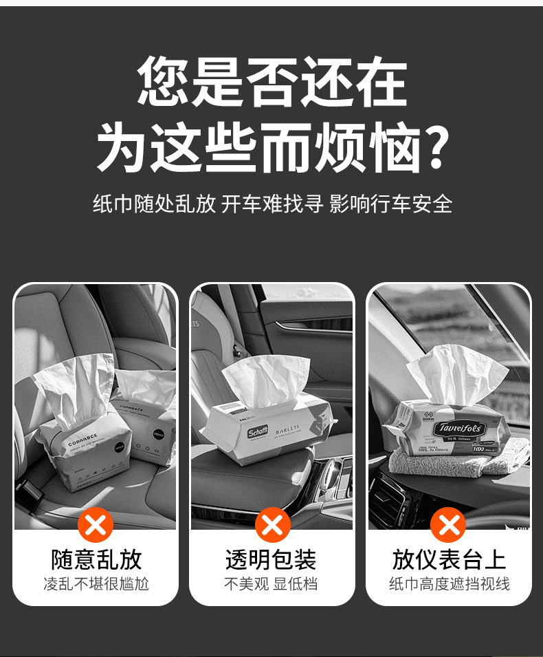 《New Model》Creative Car Tissue Box, High-End Car Interior Multifunctional Tissue Box