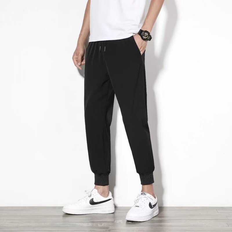 Sports Pants Men's Pants Autumn Thin Ice Silk Quick-drying Woven Pants Bundled Foot-closing Loose Pants Casual Ankle-length Pants Sports Pants Men's Pants Autumn Thin Ice Silk Quick-drying Woven Pants Bundled Foot-closing Loose Pants Casual Ankle-length Pants