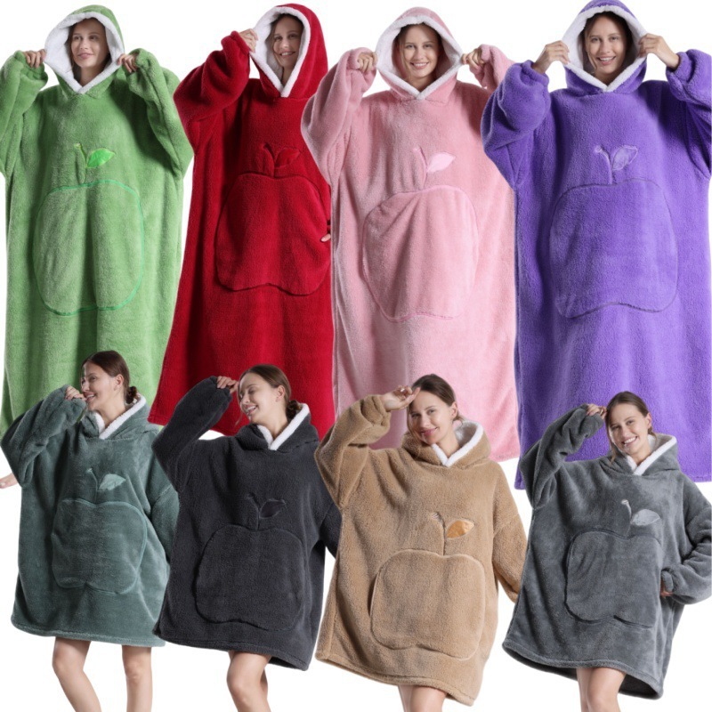 Amazon's New Lazy Blanket Tv Blanket Outdoor Cold-proof Hooded Home Clothes Pure Color Long Sleeves Thickeneded Couple