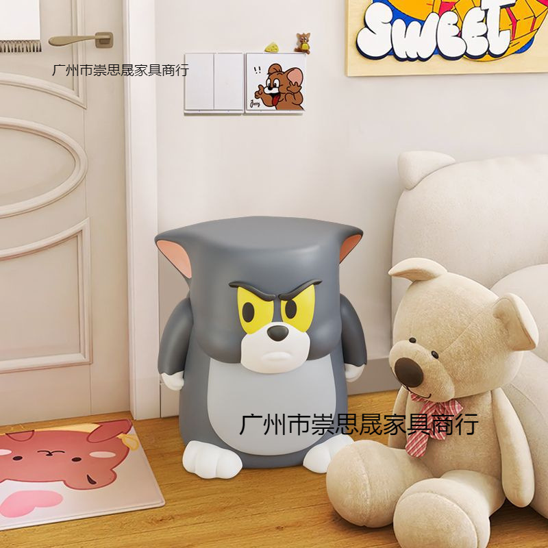 卡通小凳子猫老鼠落地摆件客厅矮凳电视柜换鞋凳家居装饰品床头柜|undefined