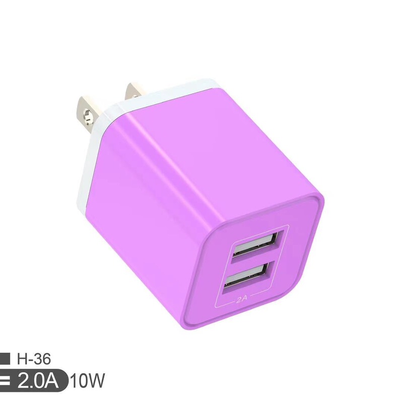 CE Certified Dual USB Charger Square Mini Dual Port Charging Head Cross-border Hot Sale Color Dual USB Adapter