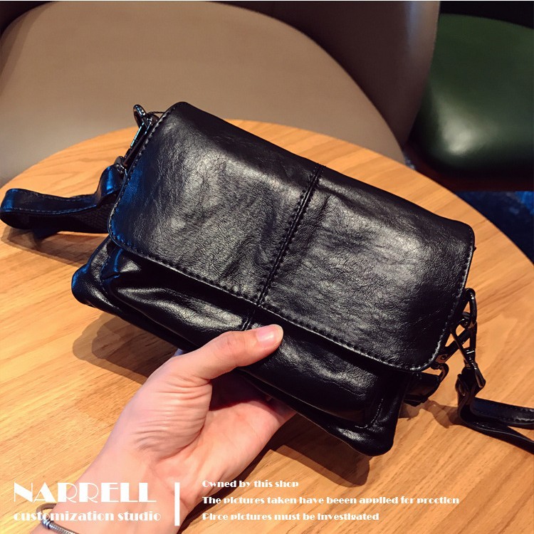 Women's Handbags 2025 New Arrival Wristlet Solid Color Retro Cowhide Texture Small Square Bag High-Quality Shoulder Crossbody Bag