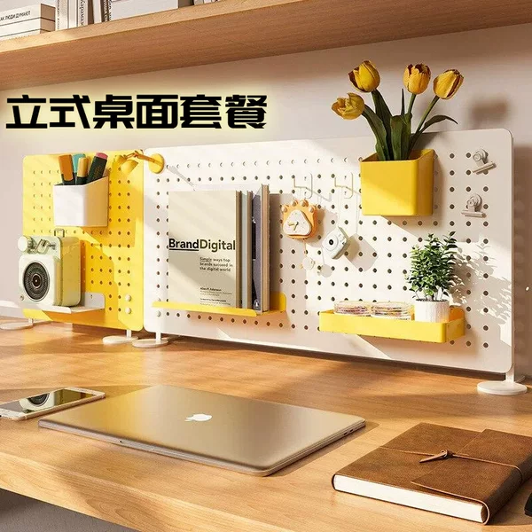 DIY Desktop Pegboard Metal No-Drill Storage Rack for Study Desk Office Organizer Modern Minimalist