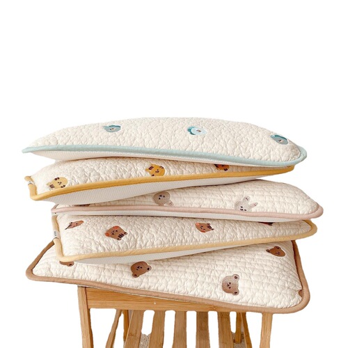 ins style infant quilted pillow core animal embroidery children baby summer mesh pure cotton breathable sweat-absorbent pillow
