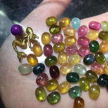 天然碧玺光面戒面晶体通透色彩鲜艳7*9mm光面碧玺裸石厂家批发