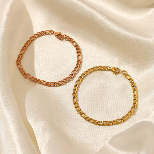 European and American Fashion Minimalist Popular Stainless Steel Bracelet for Women Personal Versatile Gold-Plated Fegato Chain Bracelet Wholesale