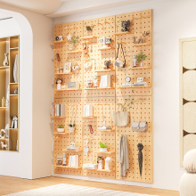 ✅实木洞洞板北欧墙上隔板置物架装饰层板入户木质玄关收纳架展示