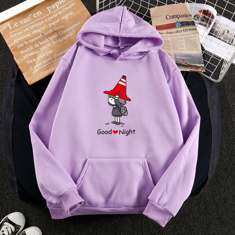 National Trend Cartoon Printed Sweatshirt Women's Hooded Autumn and Winter New Women's Clothing K-style Age-reducing Tops Loose Outwear