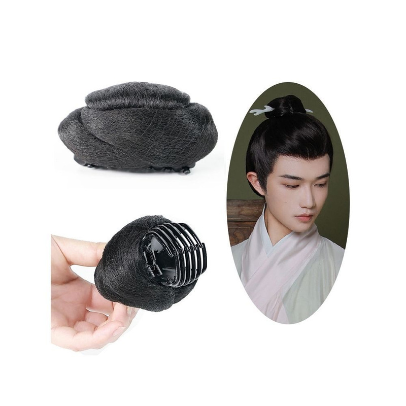 Ancient Style Hanfu Men's Wig, Traditional Ming and Song Dynasty Styles, Simple Daily Lazy Hair Bun, Hairpiece Accessory Ancient Style Hanfu Men's Wig, Traditional Ming and Song Dynasty Styles, Simple Daily Lazy Hair Bun, Hairpiece Accessory