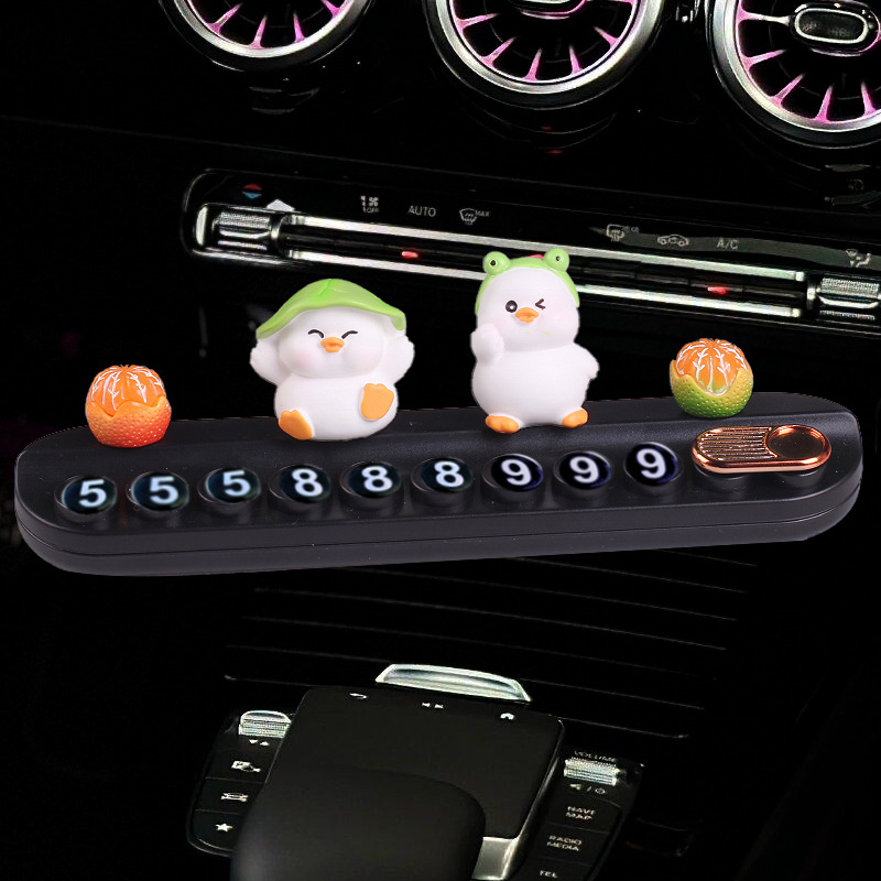 placa de estacionamiento temporal para automóviles de pato de loto, placa de teléfono móvil para mujeres, placa de número de teléfono móvil para automóviles, artículos decorativos ocultos