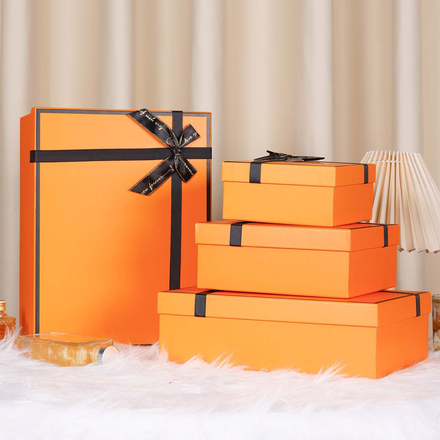 橙色生日礼物盒教师节礼盒剃须刀皮带天地盖包装盒零食伴手礼空盒
