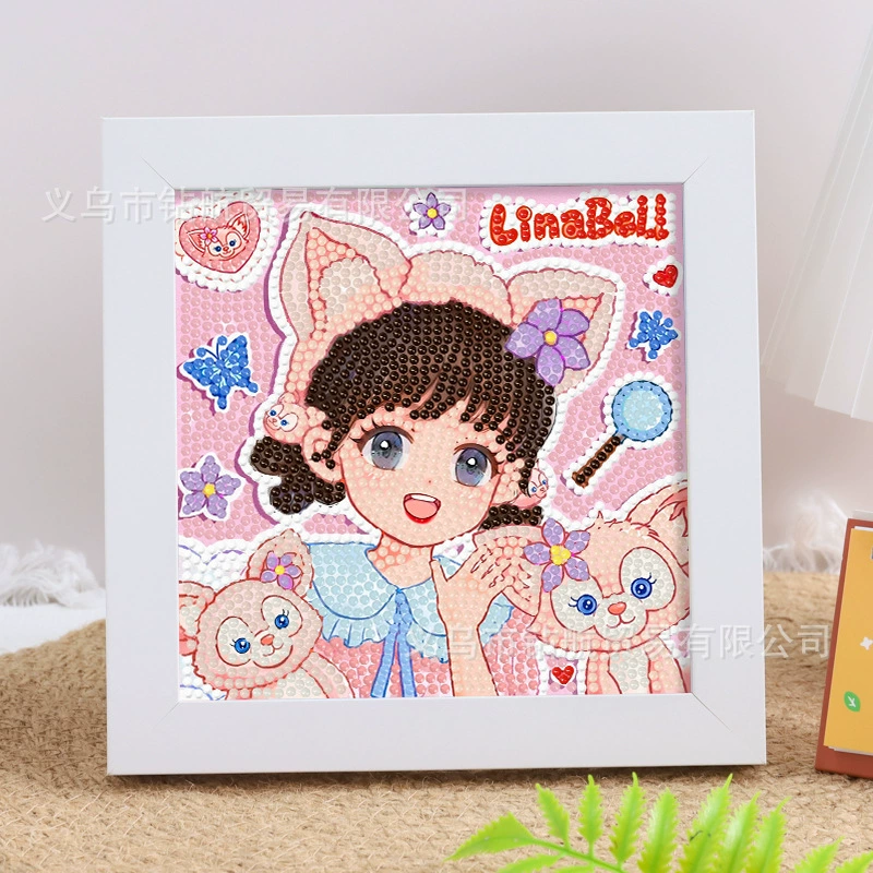 Даймонд-пейнтинг (Sanrio) Kuromi и смешанные мультфильмы, 17×17 см, полный страз DIY набор, детское рукоделие