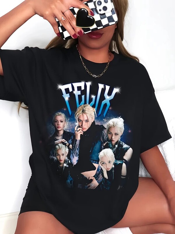Women's and Men's Graphic T-Shirts, Black Felix Member Graphic, 180g Heavy Cotton, Crew Neck, Suitable for Flowy Wear Women's and Men's Graphic T-Shirts, Black Felix Member Graphic, 180g Heavy Cotton, Crew Neck, Suitable for Flowy Wear