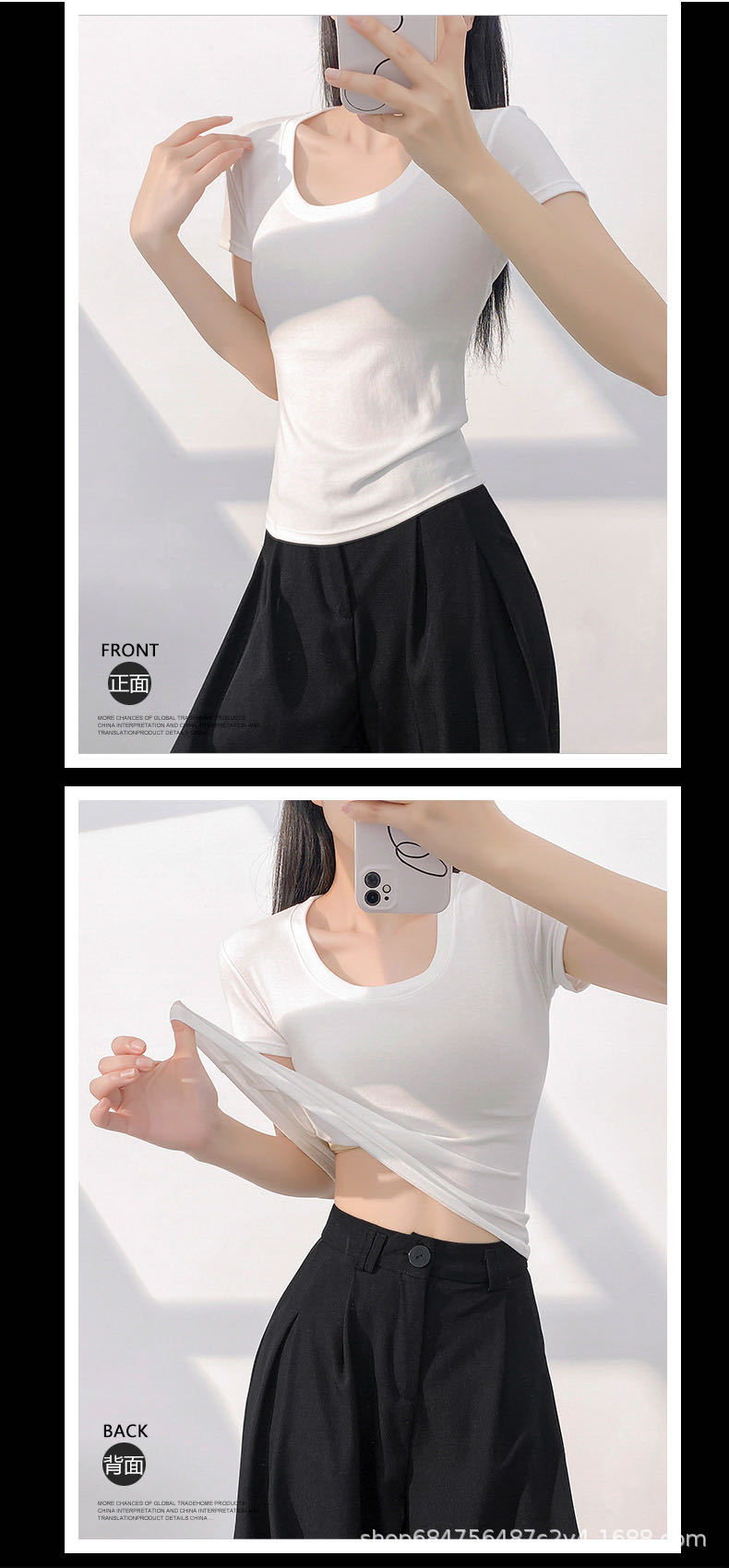 American slim-fit short-sleeved T-shirt for women, 2025 summer new style, waist-cinching round-neck T-shirt, sweet and spicy short top as the base pic 16