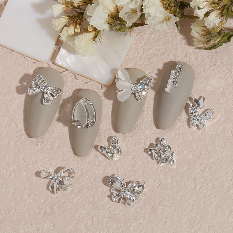 2025 new butterfly nail jewelry silver alloy Japanese jewelry ladies hot buy rhinestone nail jewelry 2025 new butterfly nail jewelry silver alloy Japanese jewelry ladies hot buy rhinestone nail jewelry