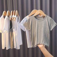 莫代尔短袖儿童运动背心男女中大童宝宝白色打底衫内穿薄款春夏棉