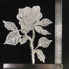 鱼丝线刺绣蕾丝花片镂空绣花辅料服装配饰唯美立体花朵贴花