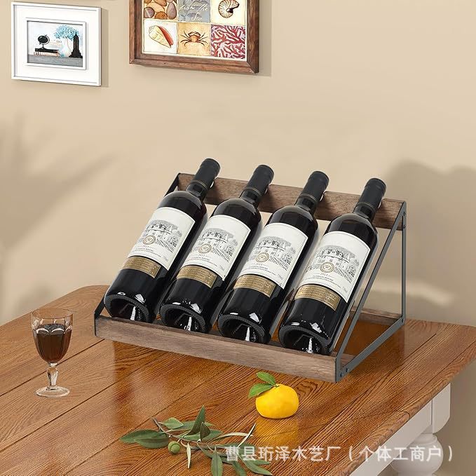 木质新梯形红酒架斜放4瓶葡萄酒展示架桌面式红葡萄酒支架