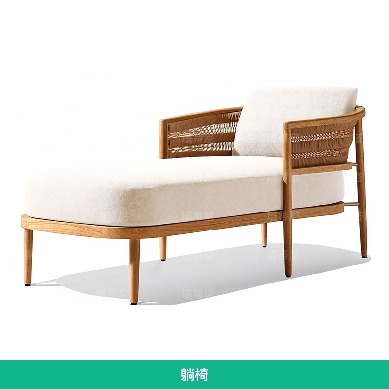 Sofá de teca al aire libre Jardín al aire libre Mesa de mesas moderna minimalista combinación de patio villa sofá de madera maciza impermeable solar image 21