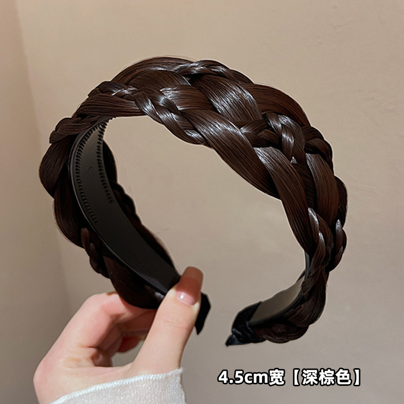 編み込みウィッグ、ヘッドバンド、一体型編み込み、高頭頂頭飾り、滑り止め歯付き5ストランドサンドイッチ編み込みヘア|undefined