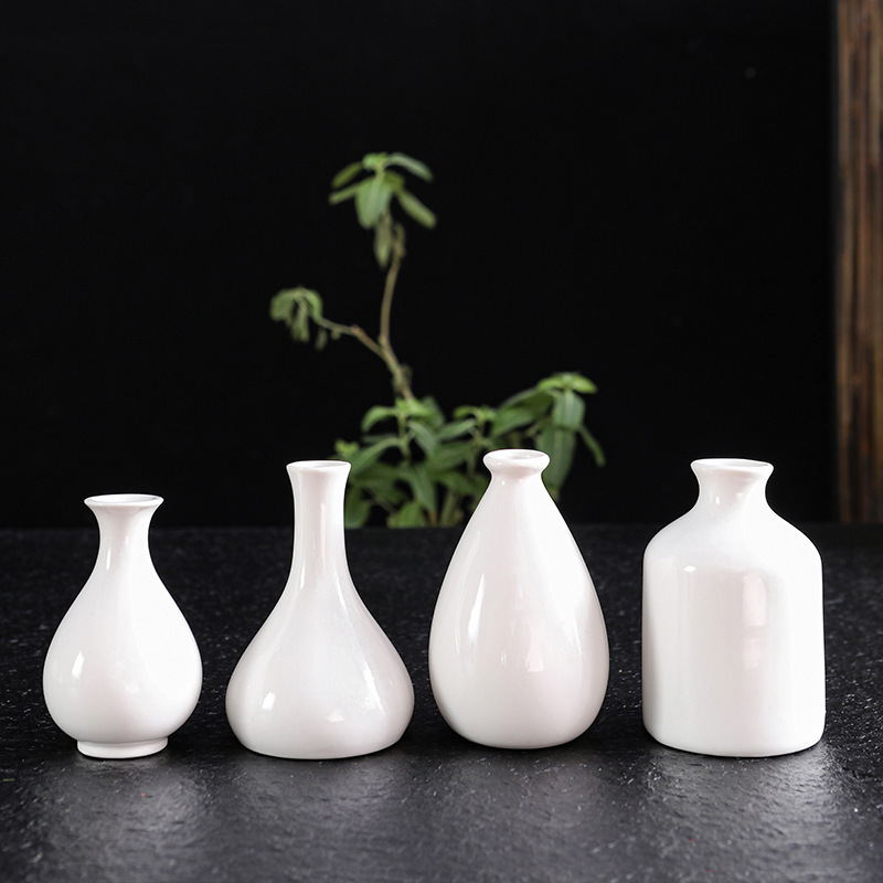 White Ceramic Small Vase Ceramic Jade Bottle Home Decoration Ceramic Vase Dried Flower Hydroponic Aromatherapy Small Bottle