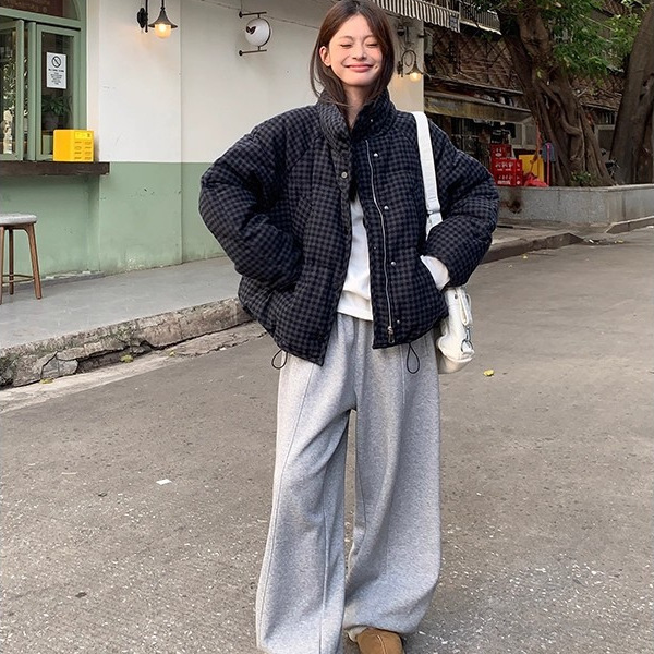 复古格子棉服女冬季新款轻薄宽松保暖小个子高级感外套上衣潮|undefined