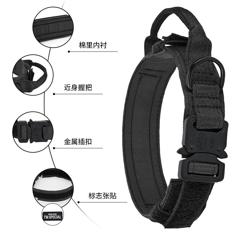 Collar táctico transfronterizo para mascotas collar de perros militares collar de entrenamiento de perros de tamaño medio collar de tracción de nylon collar de perro grande