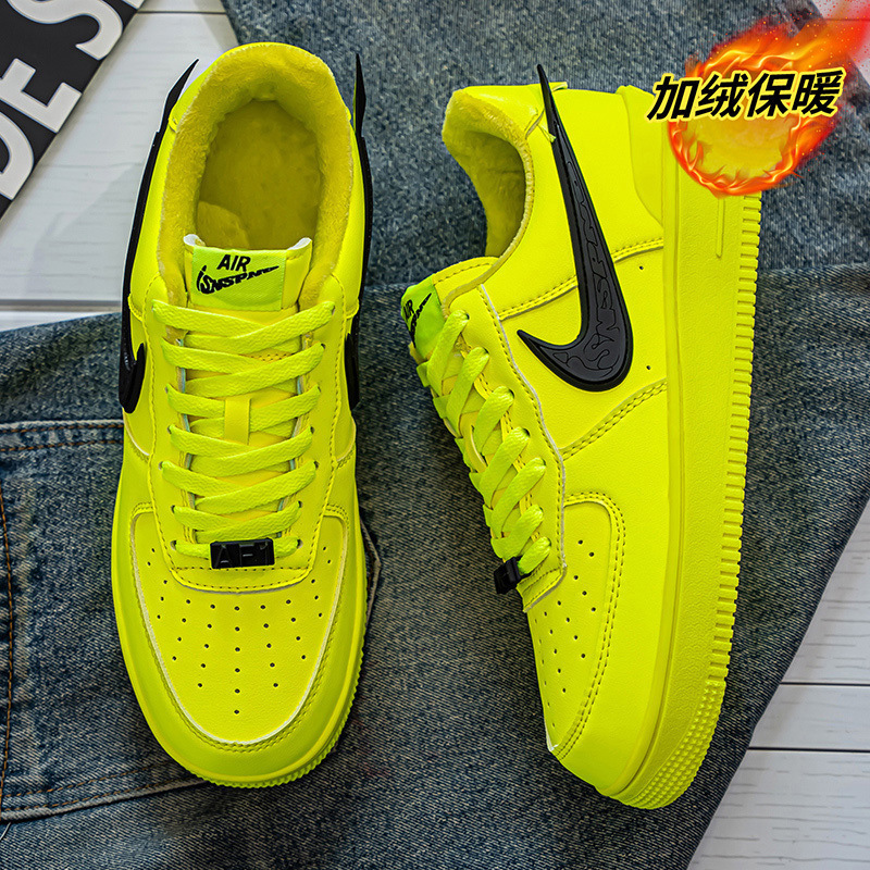 Nike Air Force 1 Men's Shoes Cotton Fleece-Lined White Af1 Black and White Panda Basketball Shoes Aj1 Women's Sports Sneakers