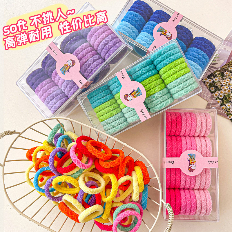 Anillo de pelo de bola de alta elasticidad duradera alta cola de caballo cuerda de cabeza colorida mujer atada de cabello no dañada adornamiento de cabello banda de goma