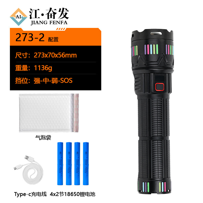 Nuevo cañón de explosión de luz fuerte transfronterizo, súper brillante, recargable, batería de larga duración, linterna de zoom de largo alcance para el hogar al aire libre