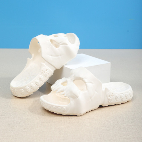 Summer Stepping-on-Feel Slippers for Women EVA Indoor Bathroom Anti-Slip Fish Mouth Coconut Home Thick Sole Soft Home Slippers for Men