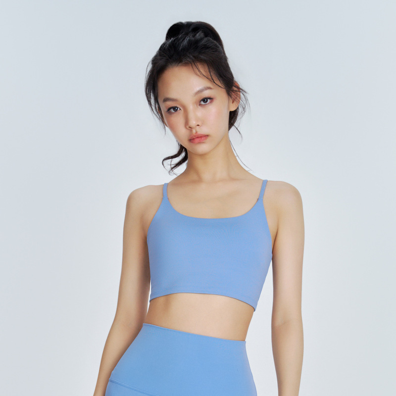 Huanpan ライクラヨガブラ、美しいバックサスペンダー、ピラティス、胸パッド、スパゲッティストラップ、ハイエンドフィットネススポーツブラ|undefined