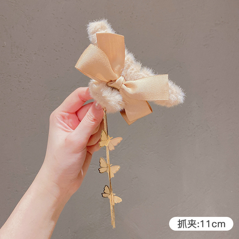 Estilo francés gran felpa clip de pelo de acrílico clip de tiburón Otoño e Invierno horquilla de alto grado versátil agarre del pelo updo tocado de pelo