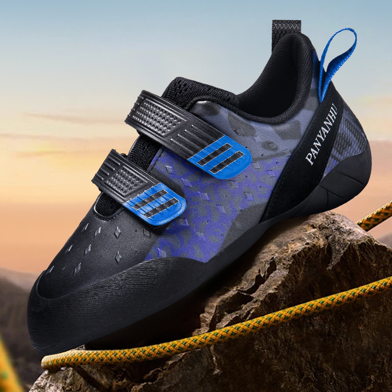 Outdoor professional rock climbing shoes with Velcro straps for men and women, hard-soled, non-slip, supportive bouldering shoes, specifically for youth training