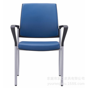 Waiting four-legged leather chair with armrest net back bar chair office meeting training chair comfortable wheeled reading chair wholesale