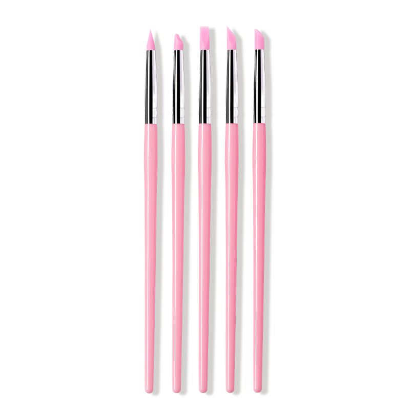 Belleza cabeza taladro pluma nueva silicona prensa pluma diamante pegatina Rosa prensa pluma herramienta de uñas pluma de relieve 5 unids