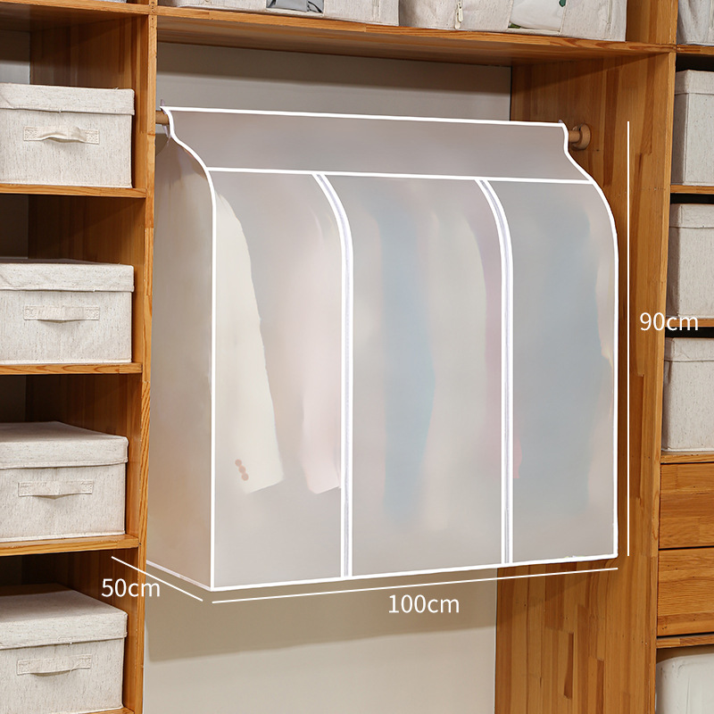Ropa cubierta de polvo transparente impermeable abrigo traje ropa colgante bolsa armario colgando ropa tridimensional bolsa de polvo al por mayor