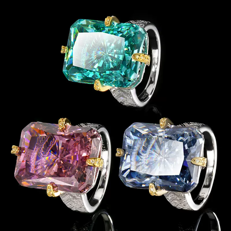 2025新款庄生生珠宝S925银仿真雷迪恩切质感戒指女主石15*20