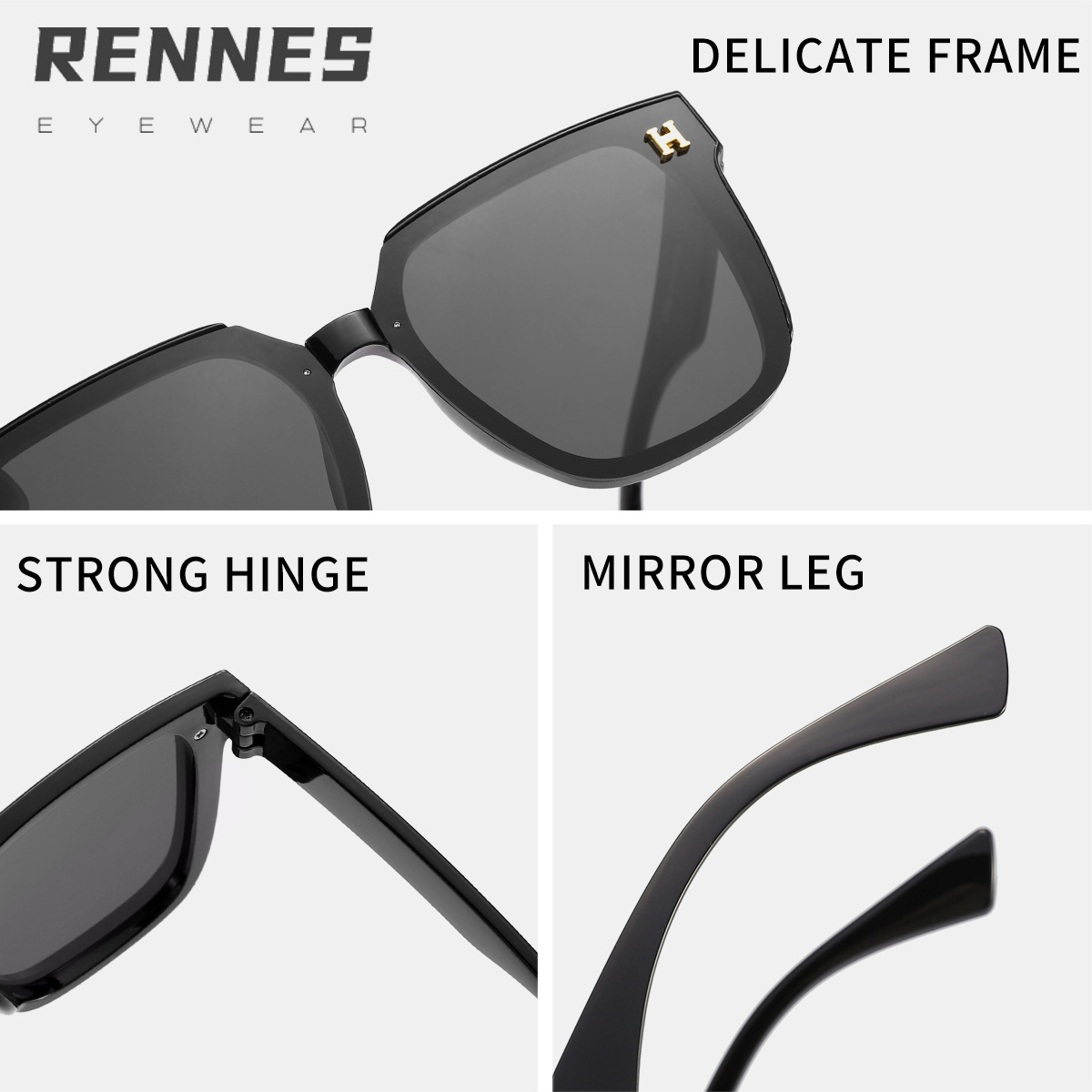 Nuevas gafas de sol de PC con letras de caja coreanas transfronterizas