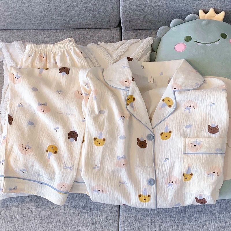 Cloud Cotton Pajamas Clearance Women's Spring & Fall Long-Sleeved Pants Cartoon Cute Students Can Wear Outside Dormitory Home Clothes Set