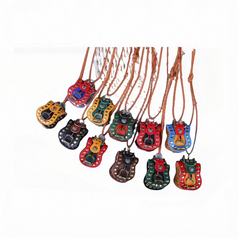 Mongolian Element Leather Saddle Car Pendant Rivet Tassel Leather Saddle Acoustic Clothing Accessories Exquisite Souvenirs