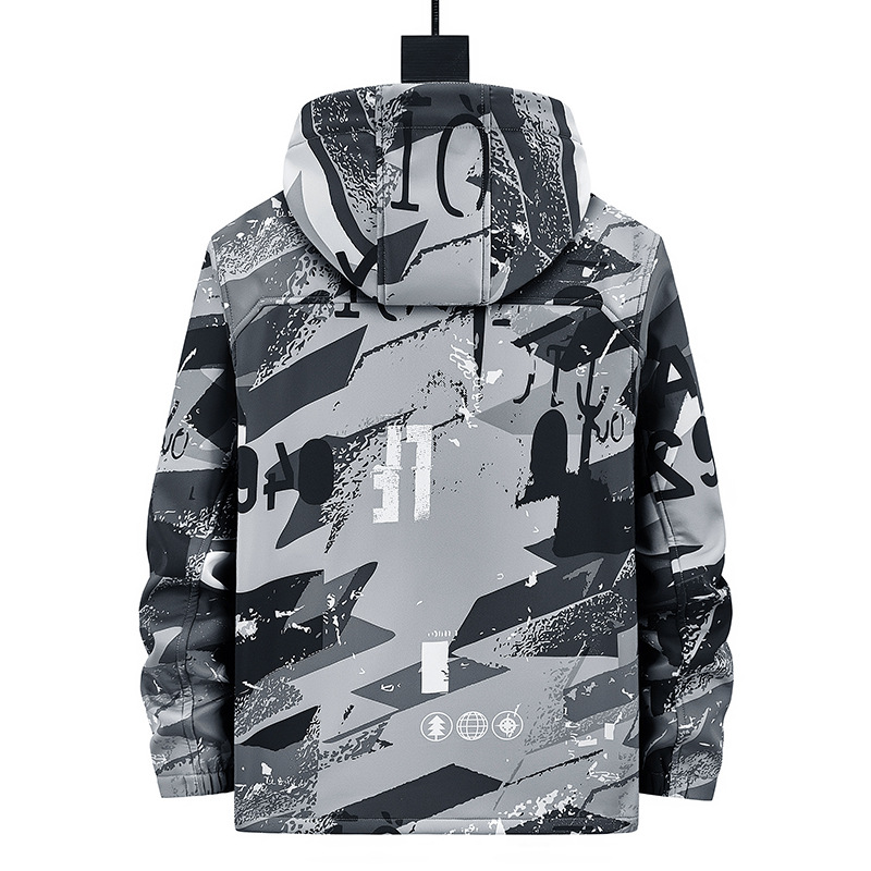 Otoño pareja al aire libre chaqueta con capucha casual color a juego versátil moda suelta más tamaño ropa casual